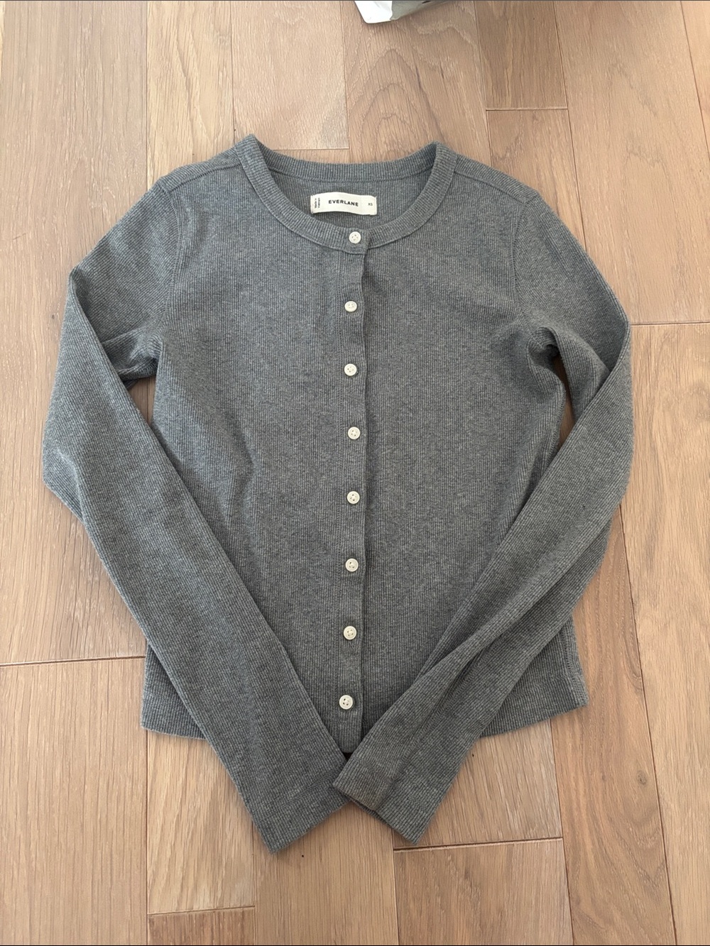 Everlane Selfie Cardigan Organic Cotton Gray XS